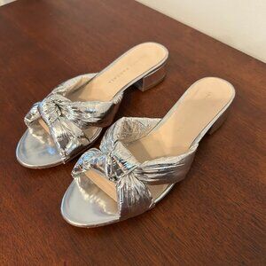Loeffler Randall Elsie Silver Knot Slides Size 6